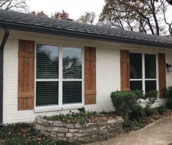exterior windows with plantation shutters in Plano, TX