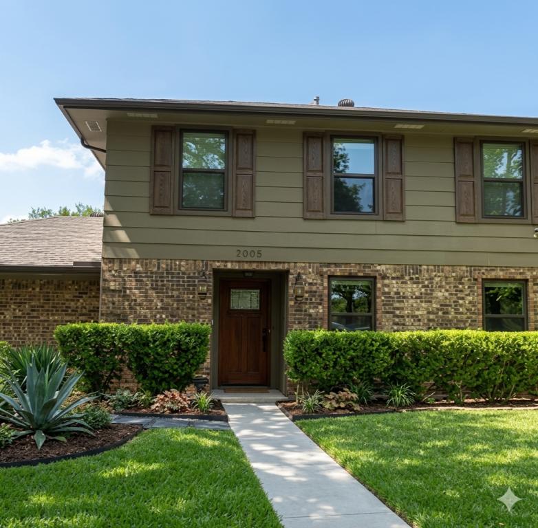 Front view of a two-story house with upgraded windows, window replacement Plano, TX