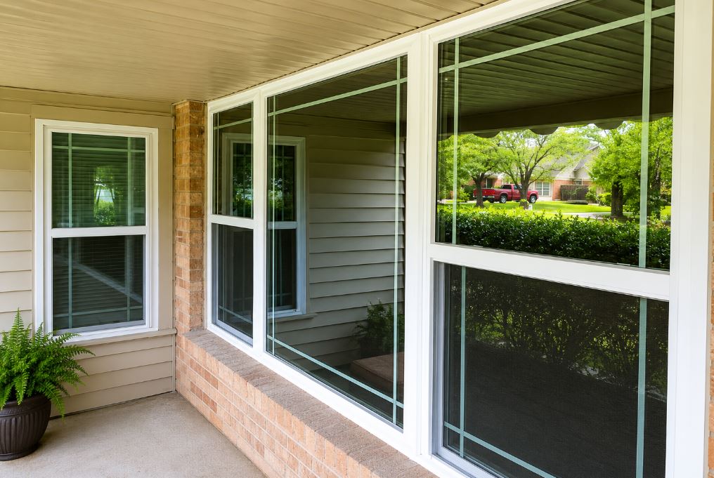 Well-fitted windows brighten a covered porch and help improve home comfort in Plano, TX
